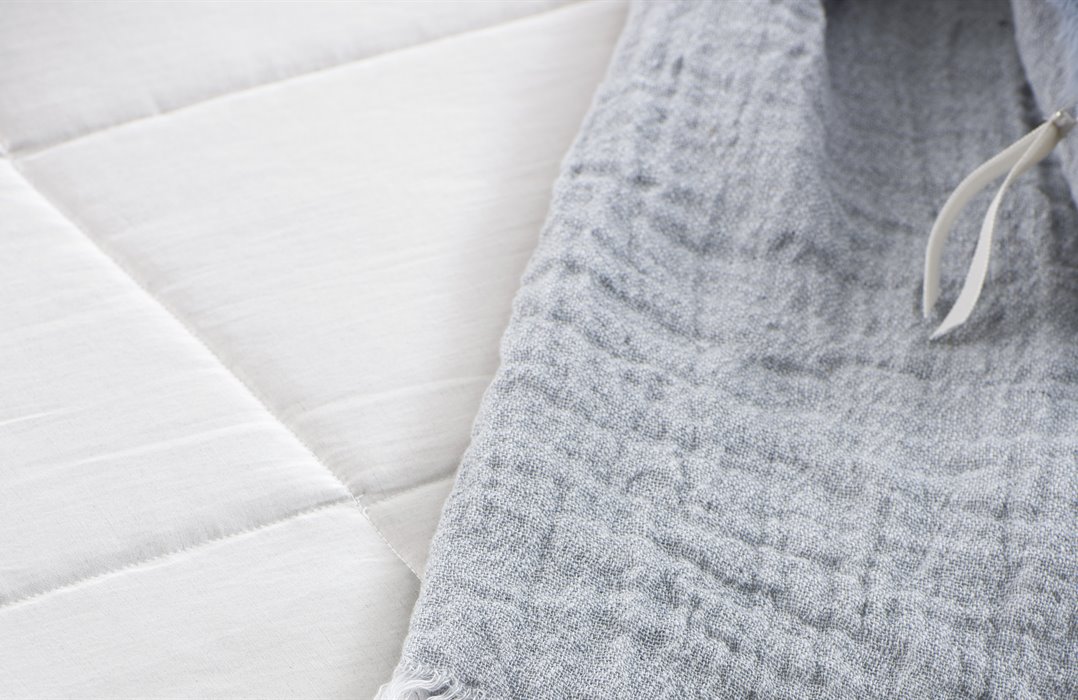 Mrs.Me home couture - coverlet Wave Aqua linen upcycled cotton detail1 web